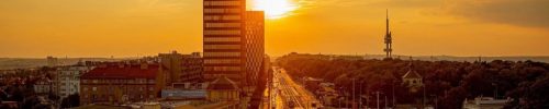 Prague Praha Czech Republic sunset from the hotelroom