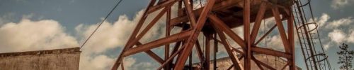 Abandoned old Spanish Rio Tinto mining lift tower