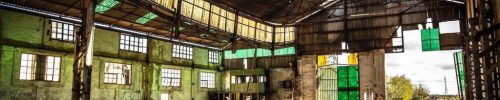 Abandoned mines, train depot hangar Rio Tinto, Huelva Spain