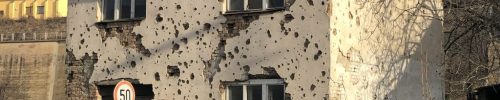 Bullet holes in house, Vukovar Croatia