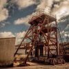 Abandoned old Spanish Rio Tinto mining lift tower