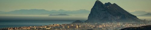 Gibraltar mountain with Europe,Africa, Morocco and Spain in one photo